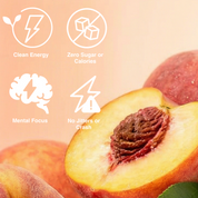 Peach with health benefits icons and text on a peach background